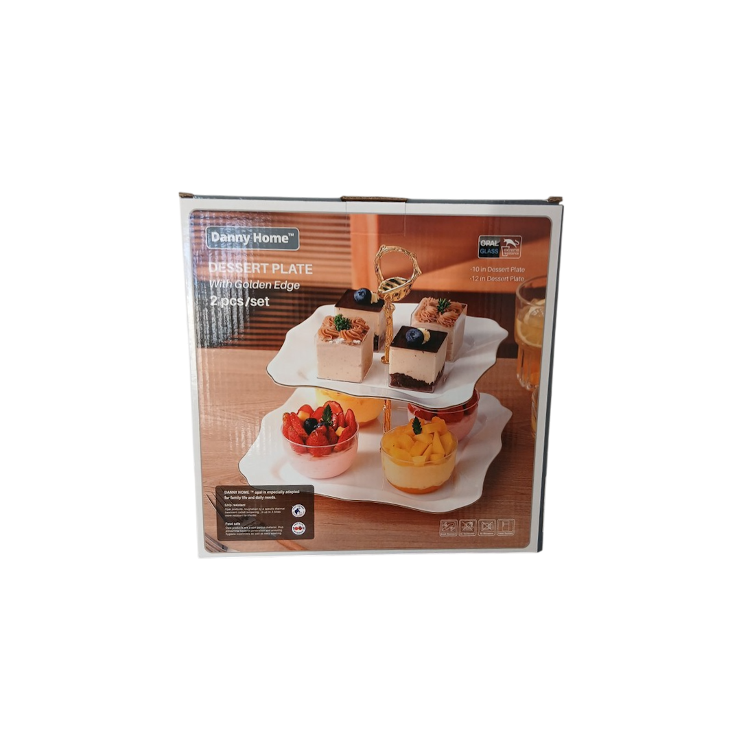 Farfurie p/u bomboane, din ceramica,2 niveluri margina valuroasa aurita 21/26cm 1 Farfurie p/u bomboane, din ceramica,2 niveluri margina valuroasa aurita 21/26cm 1