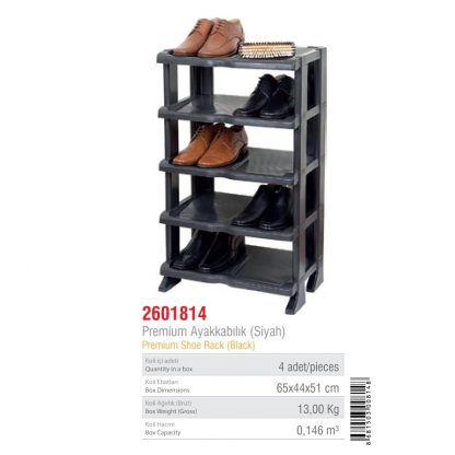Полка PROFF Premium 4-х ярусная для обуви черная - Сleber