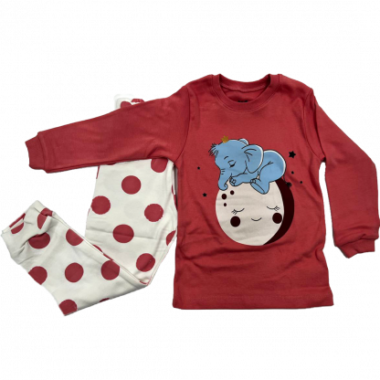 Пижама дев. 2-6лет, в горошек, слон F 021 - Сleber