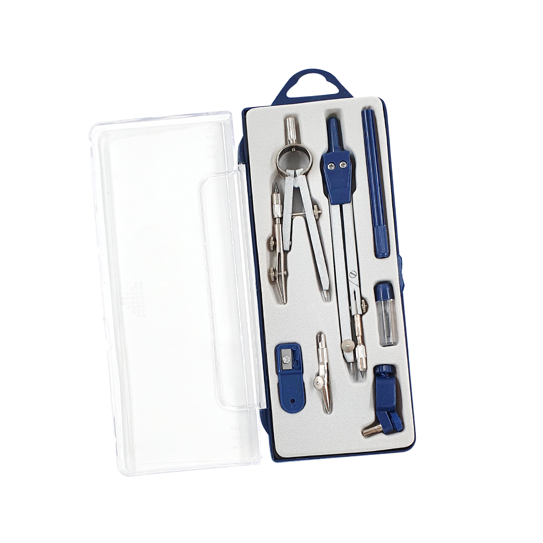 Compas 7 articole in cutie de plastic 1 Compas 7 articole in cutie de plastic 1