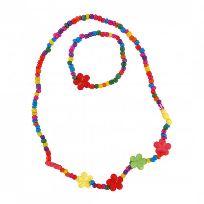 Бусы и браслет детский яркие сердечки/цветочки 18см 1