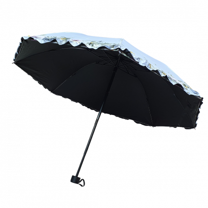 Зонт женский складной цветы черный внутри 1