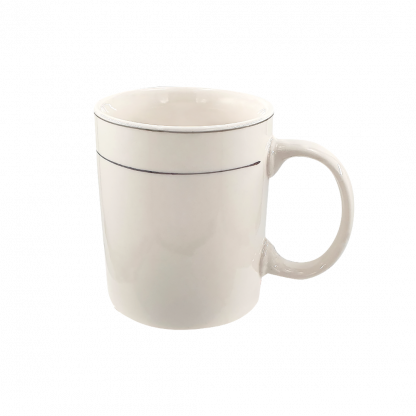 Чашка керамическая белая однотонная два золотых ободка 9*8см 1