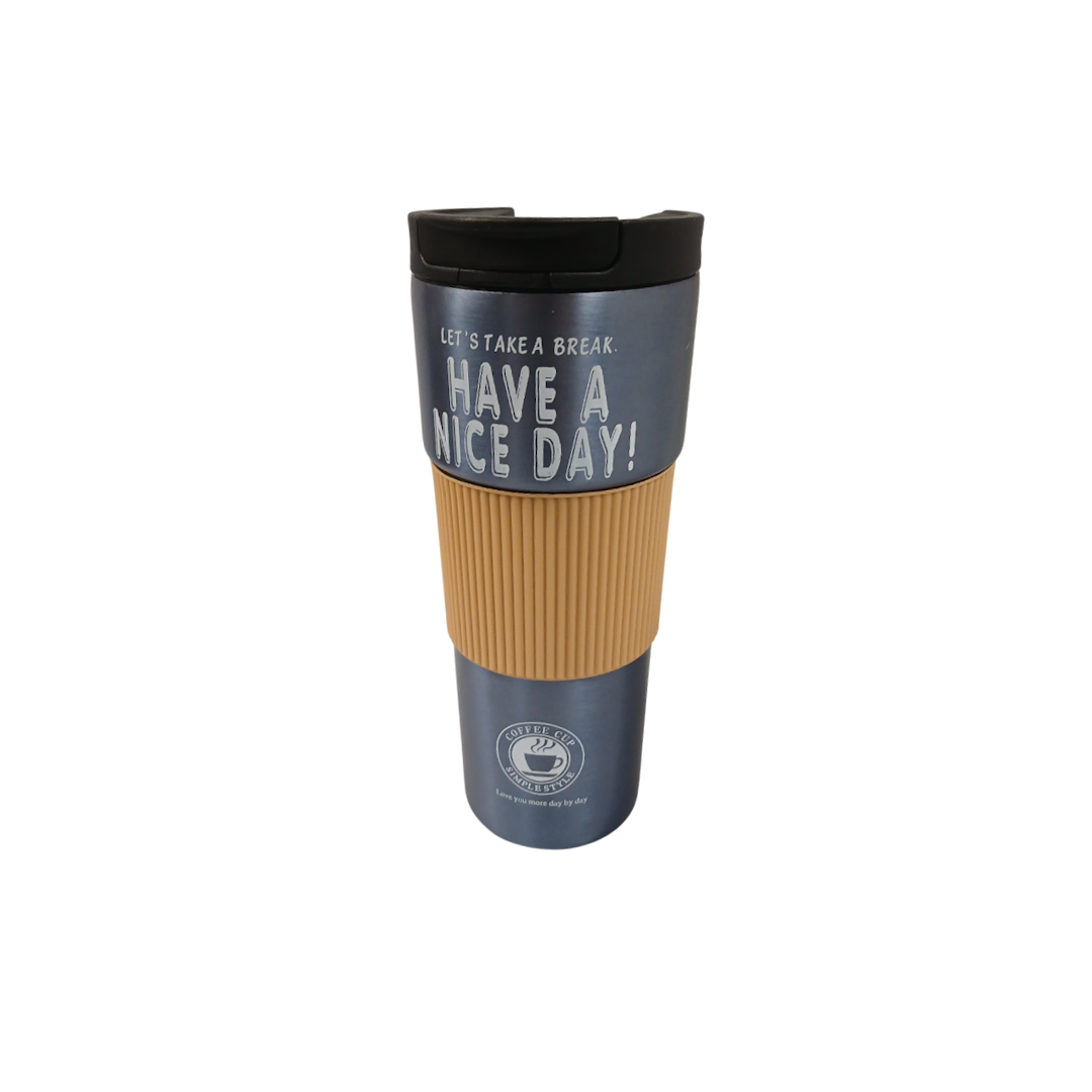 Termos-cana metal 600ml o culoare, cu insertie din cauciuc 1 Termos-cana metal 600ml o culoare, cu insertie din cauciuc 1