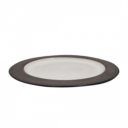 Тарелка керамическая плоская D27см край цветная CH702 2