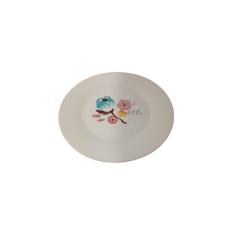 Farfurie de ceramica alba, floare colorata, margina neagra D20,5cm