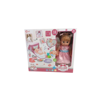 Papusa pups cu geanta si accesorii 38*35cm Delux
