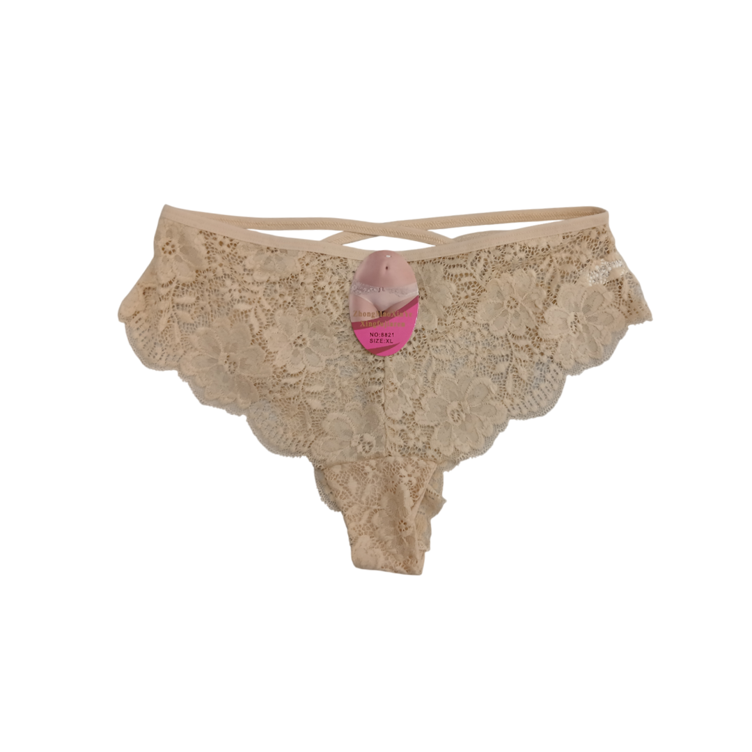 Трусы женские однотонные кружевные, лямки на крест сзади M-XL 1 Трусы женские однотонные кружевные, лямки на крест сзади M-XL 1