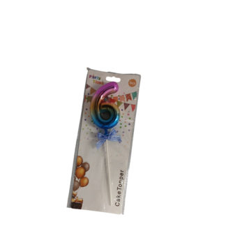 Декоративное украшение на палочке пластиковая цифра 6