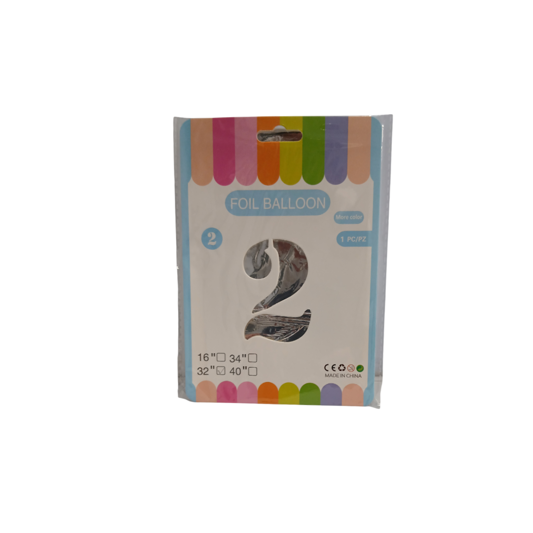 Шарик алюминиевая пленка цифра 2 81см 1 Шарик алюминиевая пленка цифра 2 81см 1