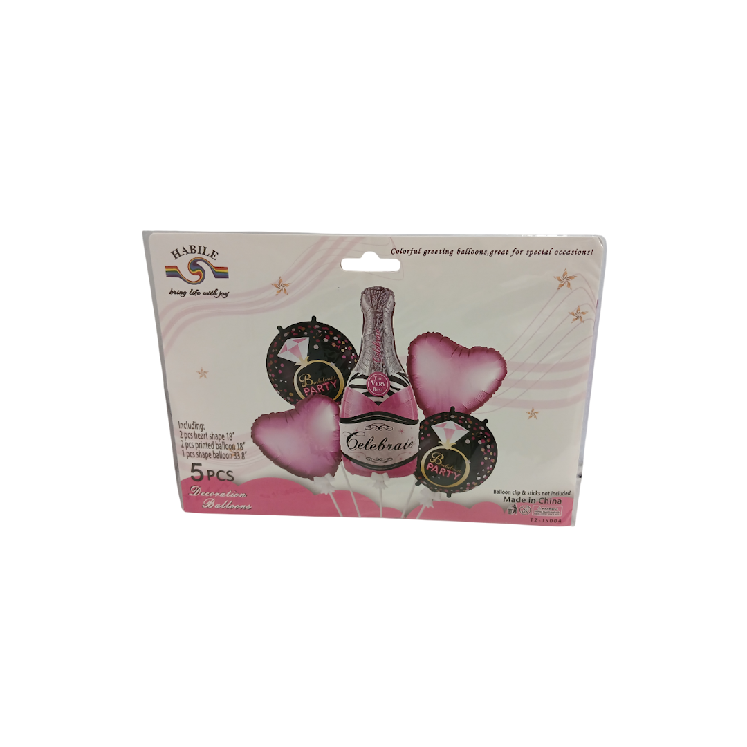 Шарики 5шт бутылка, сердце, круг алюминиевая пленка Celebrate 1 Шарики 5шт бутылка, сердце, круг алюминиевая пленка Celebrate 1