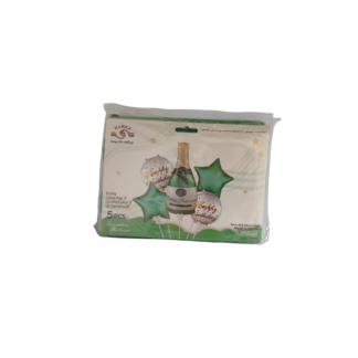 Шарики 5шт бутылка, звезды, круг алюминиевая пленка Happy Birthday