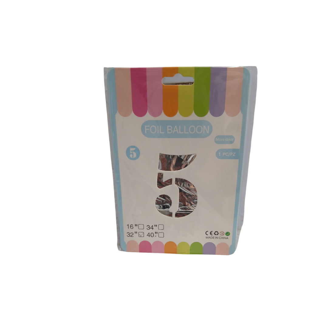 Шарик алюминиевая пленка цифра 5 81см 1 Шарик алюминиевая пленка цифра 5 81см 1