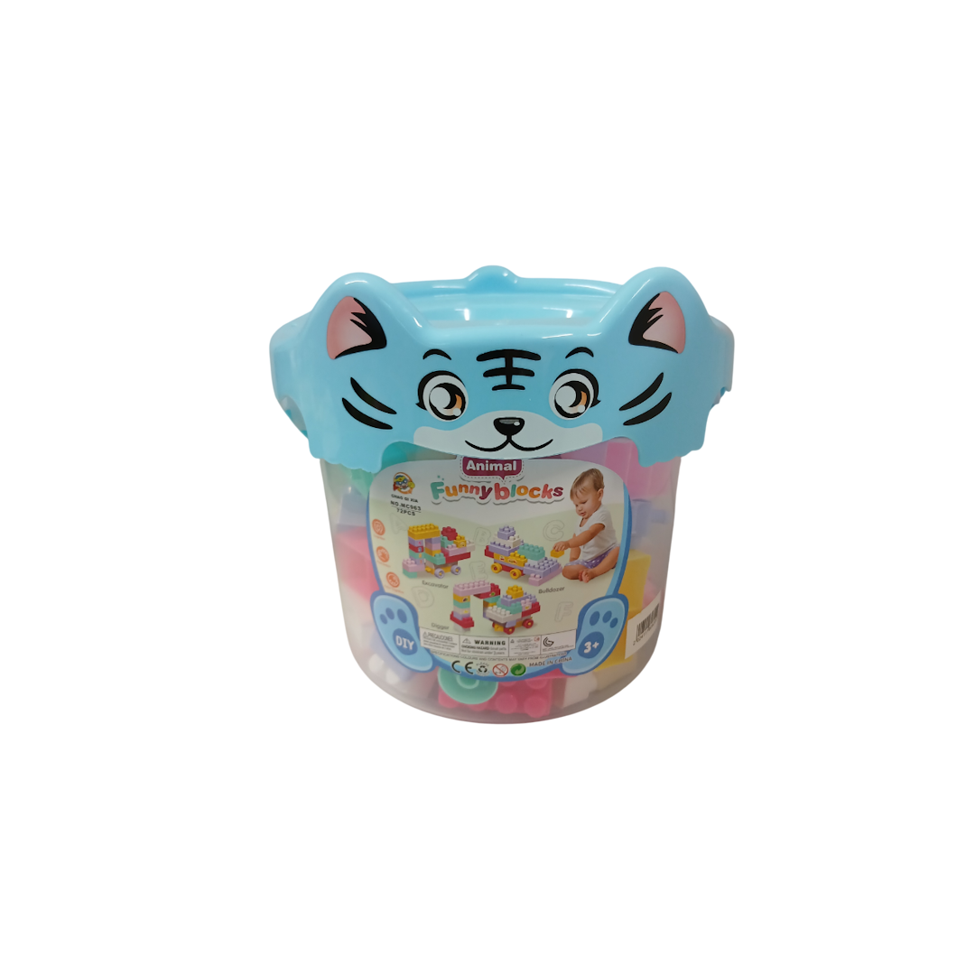 Конструктор пластиковый в ведре Funny blocks 72дет. MC963 1 Конструктор пластиковый в ведре Funny blocks 72дет. MC963 1