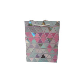 Punga p/u cadou carton triunghiuri neon 23*18*10cm