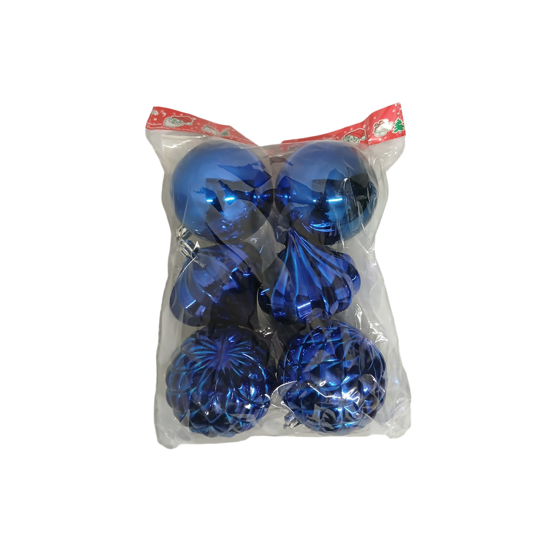 Globuri p/u brad D8cm 6buc 3 feluri o culoare, neteda/con/dungi 1 Globuri p/u brad D8cm 6buc 3 feluri o culoare, neteda/con/dungi 1