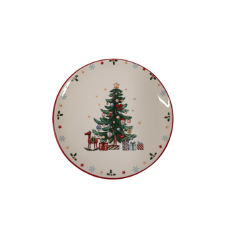 Farfurie de ceramica plata desen de Anul Nou D21cm in cutie