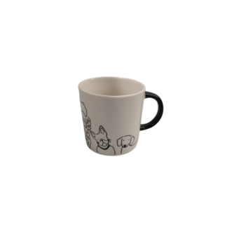 Cana de ceramica alba cu miner negru, ciini 9*9cm