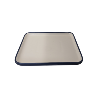 Farfurie ceramica drept. colorata din afara 23*19cm