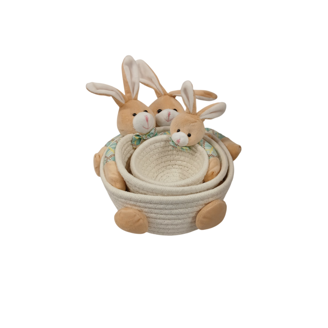 Set cosuri impletit rotund din material cu iepurasi D10/14/18cm 1 Set cosuri impletit rotund din material cu iepurasi D10/14/18cm 1