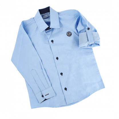 Рубашка для мальчиков короткий рукав 6-9лет, синяя 9600 1