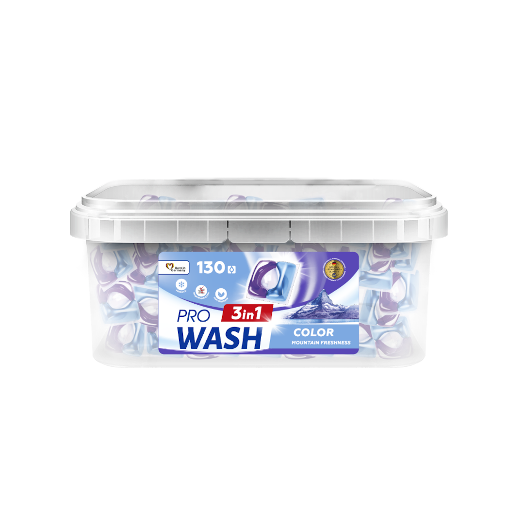 Капсулы-гель для стирки ProWASH 130шт Горная свежесть (конт. с ручкой) 1 Капсулы-гель для стирки ProWASH 130шт Горная свежесть (конт. с ручкой) 1