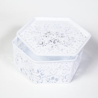 Корзина пластиковая, шестиугольная с крышкой, бабочки 23*10см