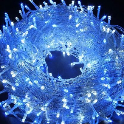 Ghirlanda 100bec 3m.ploita, fir alb, iluminare albastra 1