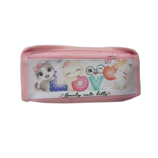 Пенал unisex матерчатый, однотонный, полосы, котики LOVE 20.5см