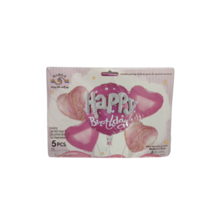 Шарики 5шт для девочек алюминиевая пленка Happy Birthday