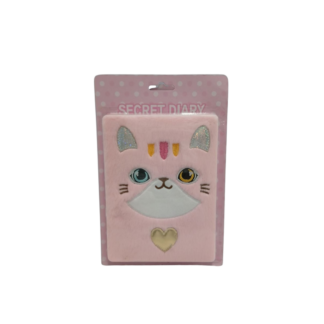 Carnet 18*14cm pe planset pufos,pisica cu inimioara lucioasa