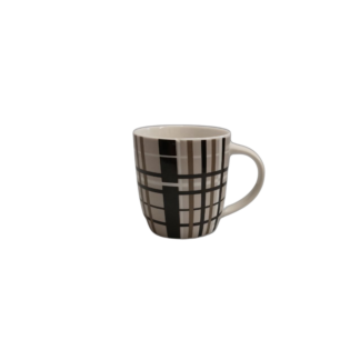 Cana de ceramica, alba in patrate sur-negri 8,5*8,5cm