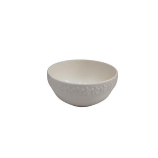 Piala ceramica alba ,marginea flori mici 14*6,5cm