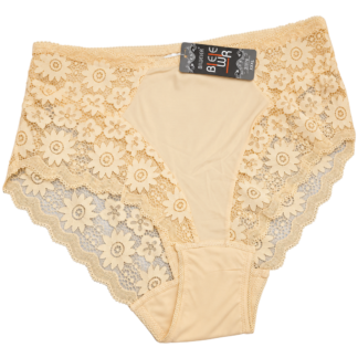 Chiloti p/u dame o culoare, marginile dantelate in flori XL-3XL Biweier