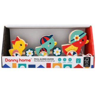 Jucarie din lemn cu rotile, ratuste 3 buc Danny Home