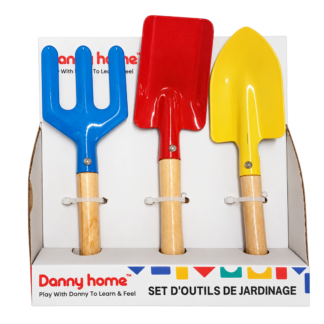 Set pu gradina metal 3art. cu miner lemn 22cm Danny Home
