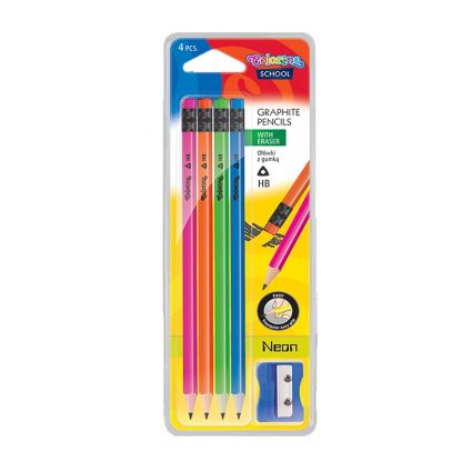 Creioane Neon 4 buc +ascutitoare Colorino (Patio) 1