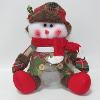 Игрушка новогодняя для конфет снеговик с шарфом 30см